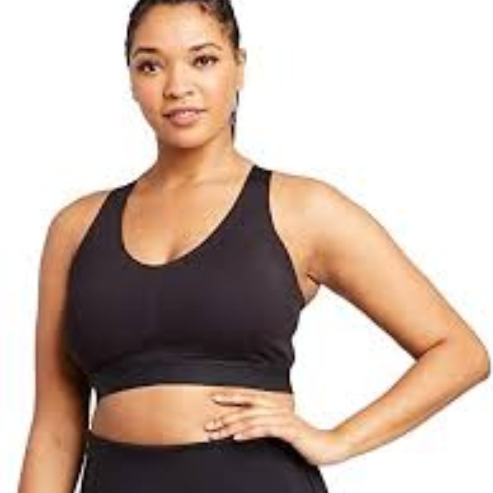 All In Motion Women's Medium Support Bonded Racerback Sports Bra Black Large